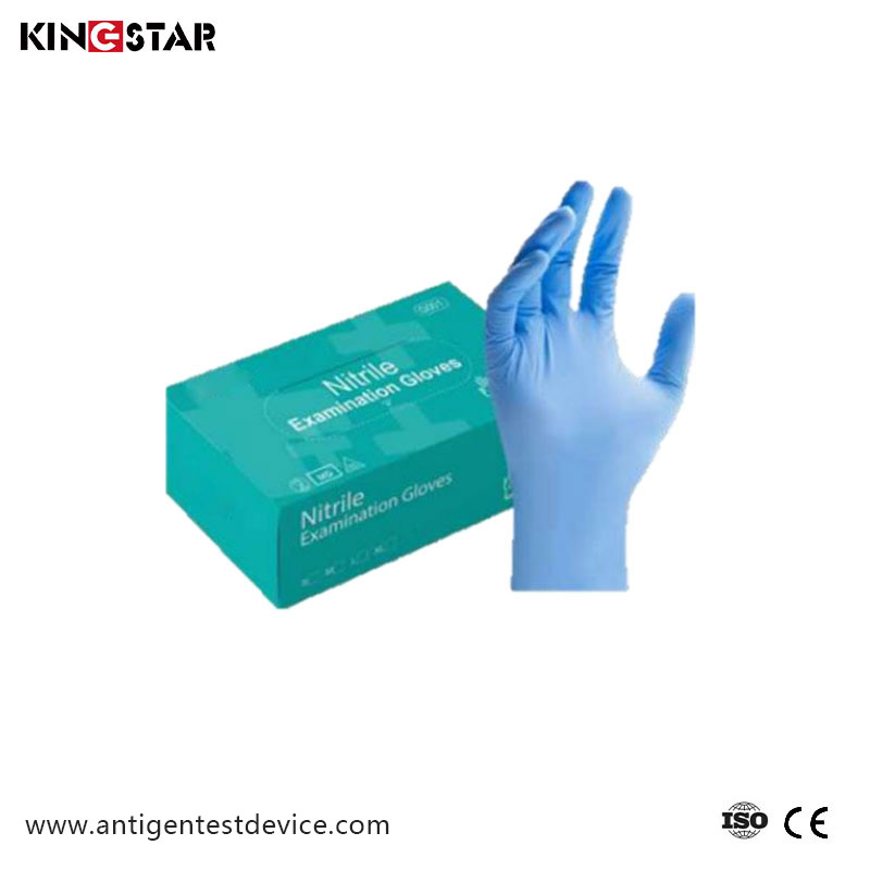 Blue Nitrile Gloves Powder ຟຣີສໍາລັບການນໍາໃຊ້ທາງການແພດ